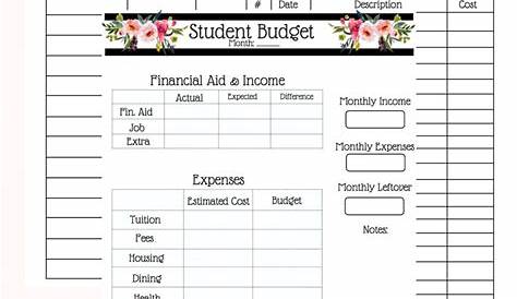 College Financial Planner Budget Planner Financial Tracker | Etsy