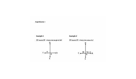 geometry angle bisector worksheet answers
