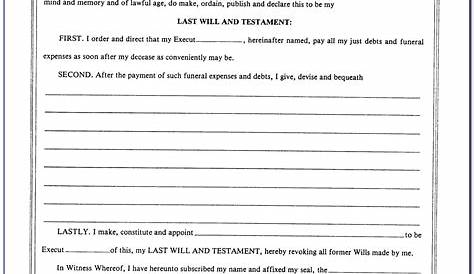 Free Printable Last Will And Testament Blank Forms | Free Printable