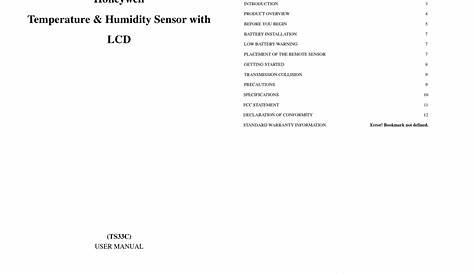 HONEYWELL TS33C USER MANUAL Pdf Download | ManualsLib