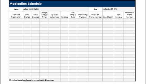 The Best daily medication chart template printable | Derrick Website