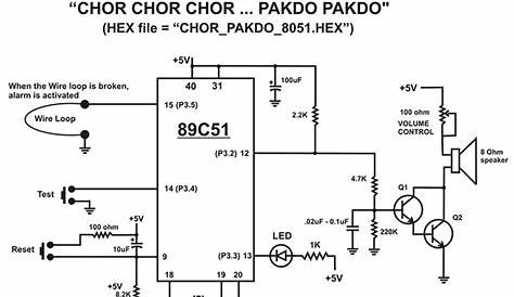 Microcontroller 89C51 Based Chor Pakdo Alarm Circuit Diagram in Hindi