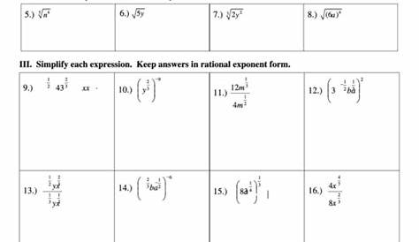 33 Radicals And Rational Exponents Worksheet - support worksheet