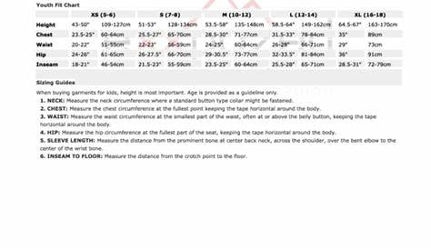 The North Face Youth Size Chart printable pdf download