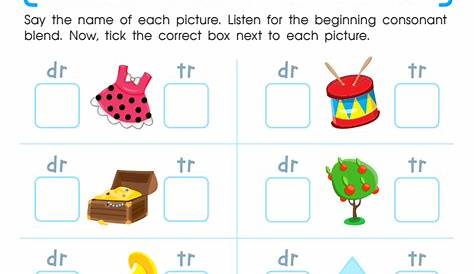free consonant blends with r worksheets for preschool children - r