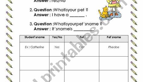 grade 2 pet survey worksheet