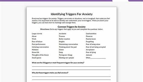 Identifying Triggers For Anxiety Worksheet | PsychPoint