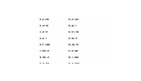 sum and difference of cubes worksheet pdf