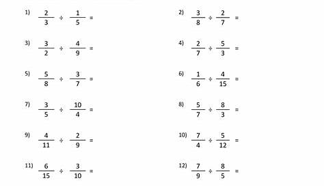 fraction division worksheet 5th grade