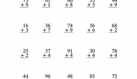 2-Digit Plus 1-Digit Addition with SOME Regrouping (A) Addition Worksheet