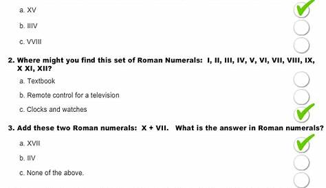 Roman Numerals 1 20 Multiple Choice Questions Worksheet 3 - Turtle Diary