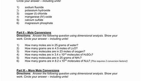 42 Molar Conversion Worksheet Answers