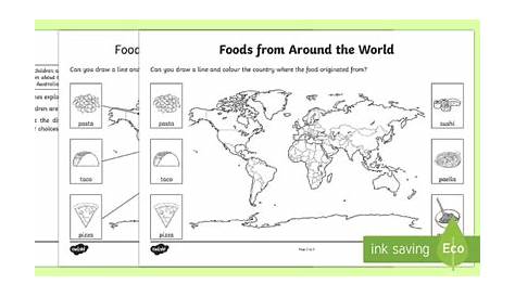 food from around the world worksheet