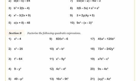 Factorising Quadratic Expressions (C) Worksheet | Printable PDF Worksheets