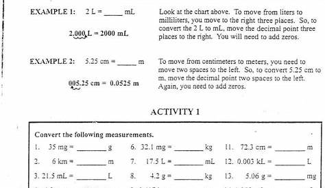 metric measurement conversion answer key