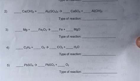 identifying reaction types worksheets answers