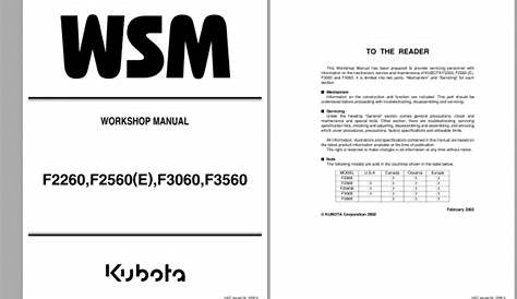 Kubota Front Mout Mower F2260 F2560 F3060 F3560 Workshop Manual EN