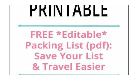 Packing List Printable *Editable PDF!* - creatingmaryshome.com