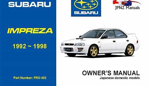 Subaru - Impreza car owners user manual in English | 1992 - 1998