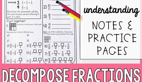 DECOMPOSE FRACTIONS CCSS 4.NF.B.3B | Fractions worksheets, Decomposing
