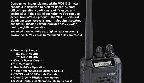 YAESU VX-110 SPECIFICATIONS Pdf Download | ManualsLib