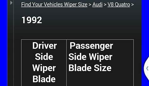wiper blade chart size