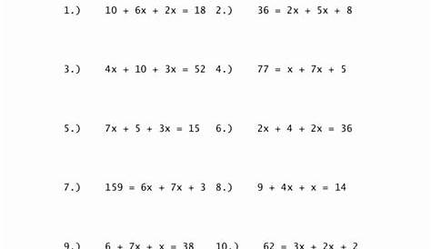 variables on both sides worksheets answer key