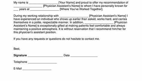 sample recommendation letter for doctors