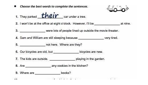 There, Their, Or They’re? Worksheets | 99Worksheets