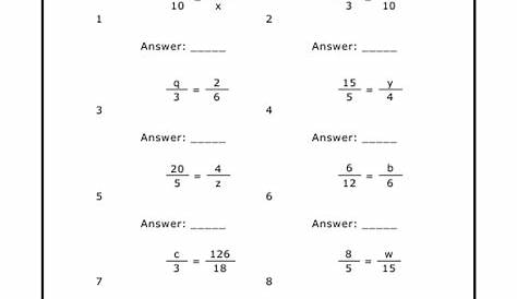 Math Proportions Worksheets