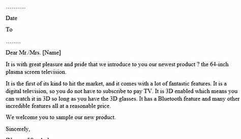 sales letter sample for new product