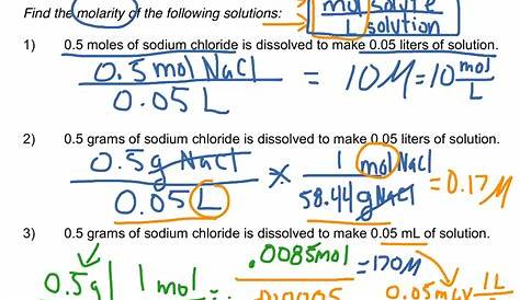 molarity practice problems worksheet answers