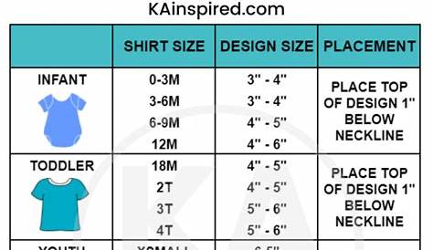 htv t shirt design size chart