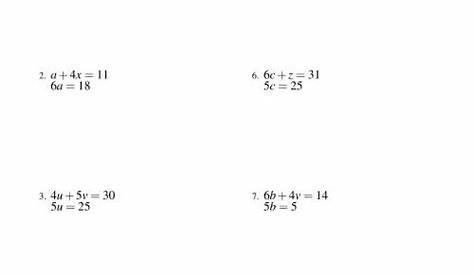 systems of two equations worksheets