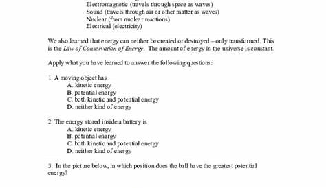 Energy Transformation Worksheet Answers / 7 2 Energy Transformations