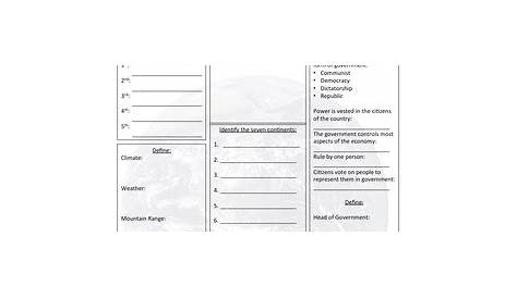 world geography printable worksheets