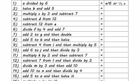 Algebra Worksheet : Year 7 Maths Worksheets | Cazoom Maths Worksheets
