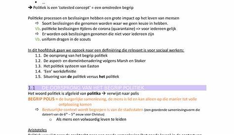 Samenvatting - Politiek en beleid 1. WAT IS POLITIEK? De definiëring