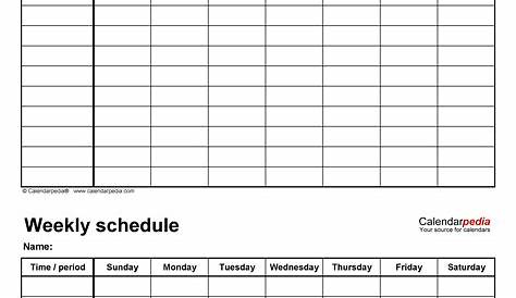 Free Weekly Schedules for Excel - 18 Templates