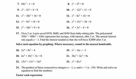 Solving Polynomial Equations Worksheet Answers — db-excel.com