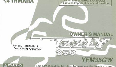 2007 Yamaha YFM35GW Grizzly ATV Owners Manual