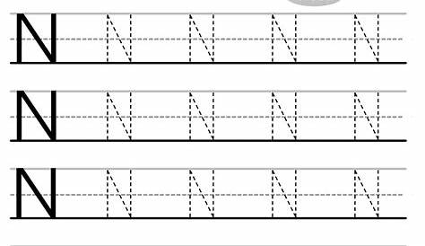 letter n tracing worksheets