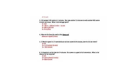 acceleration worksheet answer key