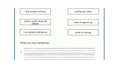 worksheets for complex sentences