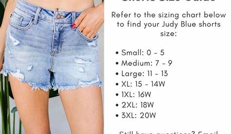 judy blue size chart shorts