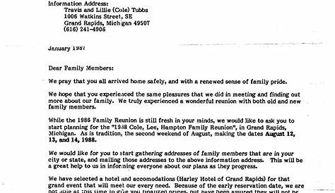 printable example of family reunion program | Grand Rapids 1988 Family