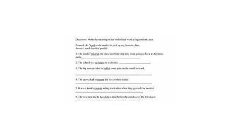 Context Clues Worksheet (Part 3) Activity for 6th - 9th Grade | Lesson