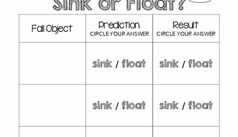 sink or float activity sheet