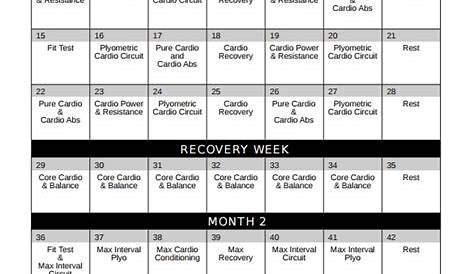 workout calendar template pdf