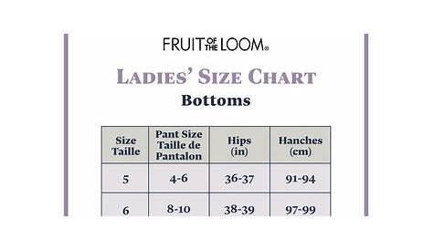 fruit of the loom fit for me size chart